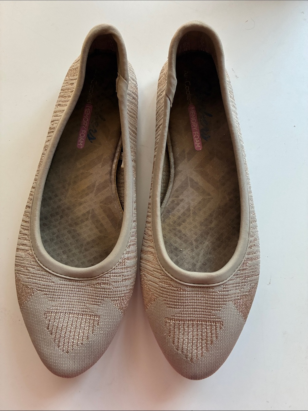 Skechers Women's Beige Knit Ballet Flats